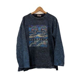 Gooses Australia Danny Eastwood Sweatshirt M Tie Dye Blue Graphic Aboriginal Art
